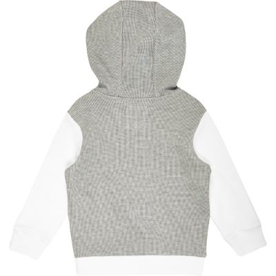 Mini boys grey panel hoodie